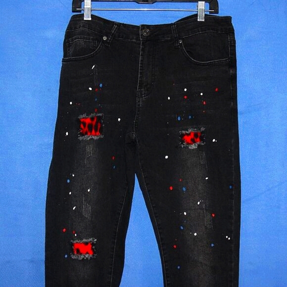 Rue21 Premium Paint Splatter Distressed Jeans Black 34x34 - Picture 3 of 11